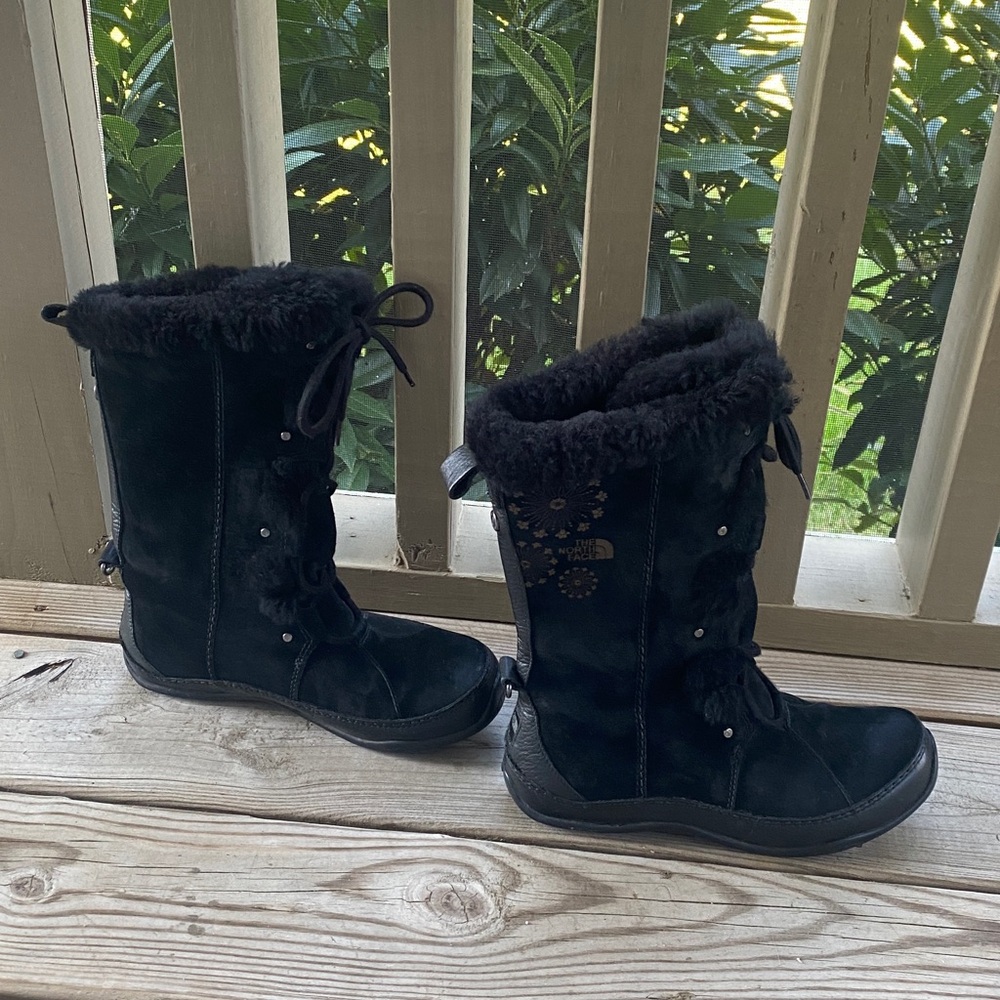 The North Face Black Suede Fur-Lined Winter Boots Waterproof 8‎